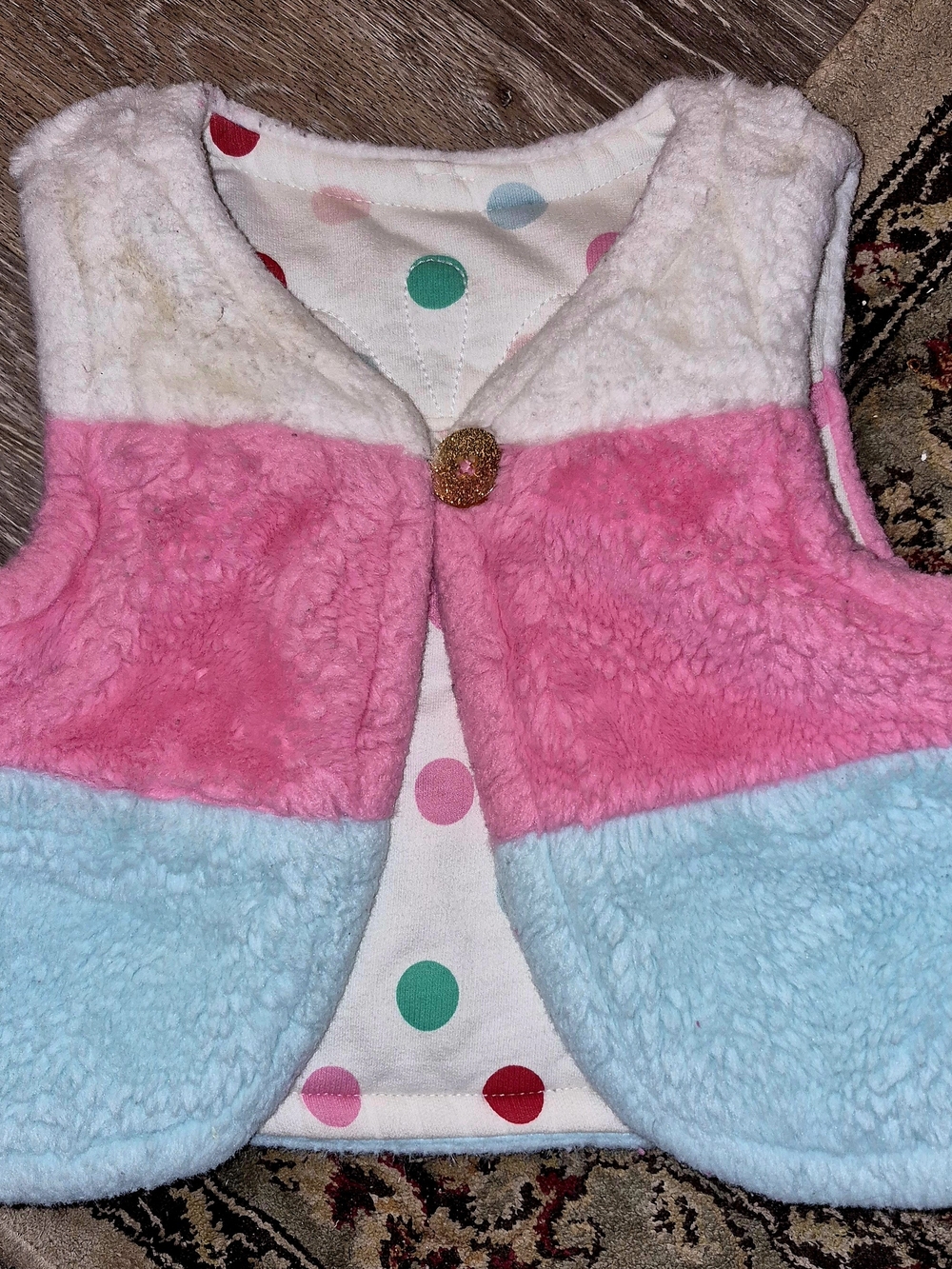 Matilda Jane Pink Blue Cream Plush Colorblock Vest